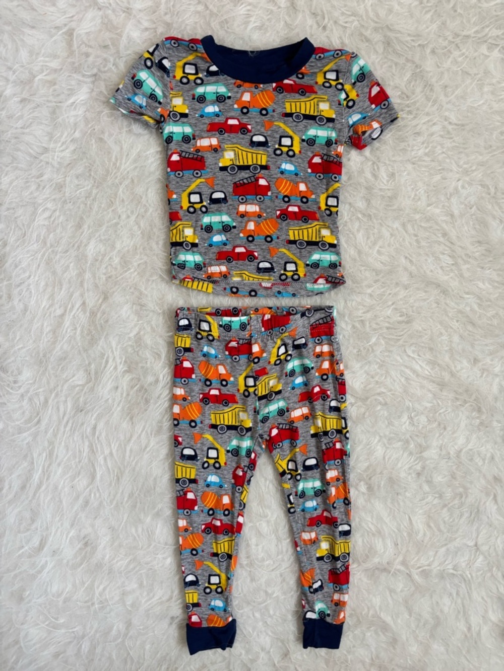 Mick Mack Baby Boy Colorful Construction Truck Bamboo Pajama Set